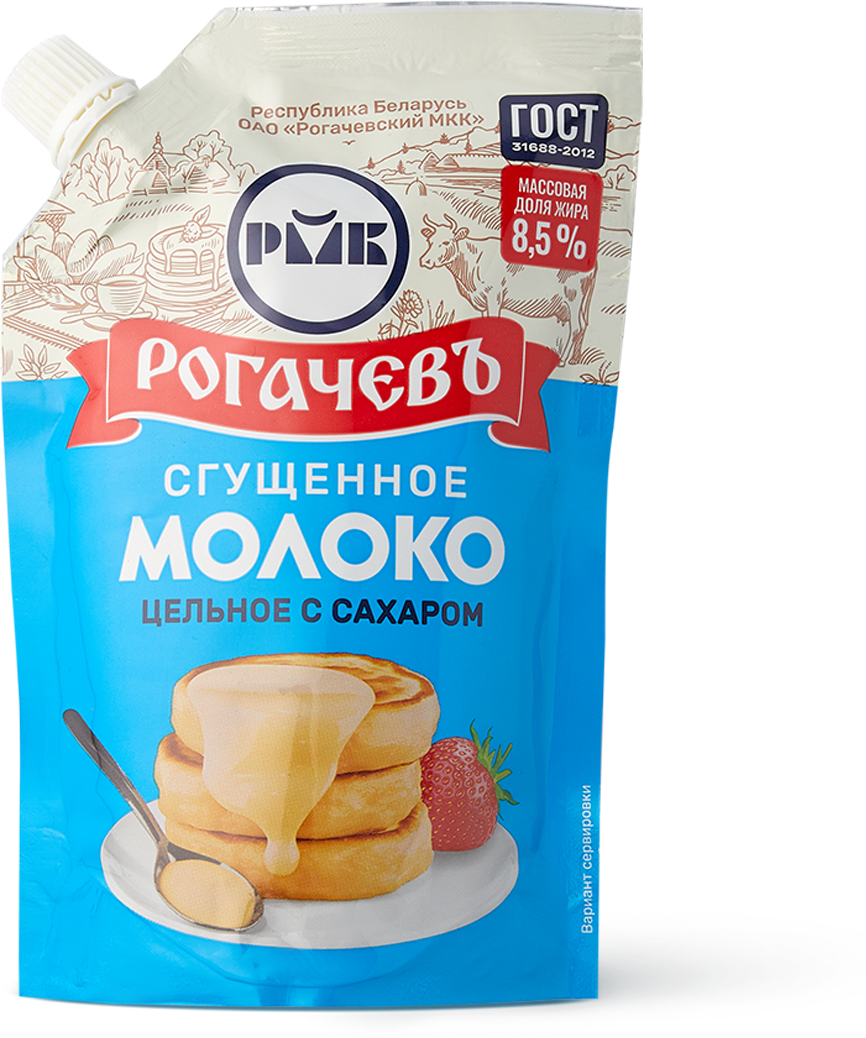 Молоко цельное Сгущёное Рогачев 8,5% дой пак 270гр Молоко цельное Сгущёное Рогачев 8,5% дой пак 270гр